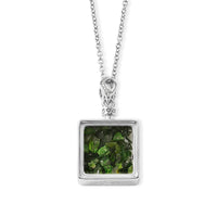 Chrome Diopside and Simulated Diamond 35.50 ctw Pendant in Silvertone with Stainless Steel Necklace (20 inches)