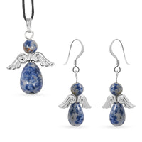 Angel Unakite Pendant Necklace (24 Inches) and Earrings in Silvertone 19.65 ctw 4479824..