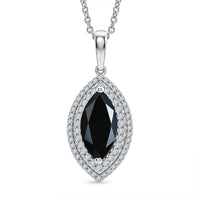 EverTrue Thai Black Spinel, White Zircon Pendant in Platinum Bond with Stainless Steel Necklace (20 Inches) 6.00 ctw