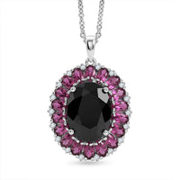 EverTrue Thai Black Spinel, Multi Gemstone Pendant in Platinum Bond with Stainless Steel Necklace (20 Inches) 15.25 ctw