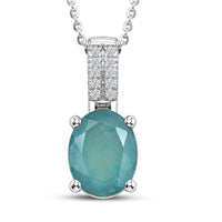 D'Joy Premium Grandidierite, Moissanite Pendant Necklace (20 Inches) in Rhodium Over Sterling Silver 2.85 ctw