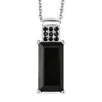 EverTrue Thai Black Spinel Pendant in Platinum Bond with Stainless Steel Necklace (20 Inches) 10.00 ctw