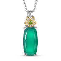 EverTrue Verde Onyx, Multi Gemstone Pendant in 18K YG Plated and Platinum Bond with Stainless Steel Necklace (20 Inches) 6.55 ctw