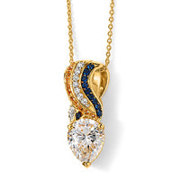 D'Joy Moissanite (Pear 10x8 mm), Multi Gemstone Pendant Necklace (20 Inches) in 18K Vermeil YG Over Sterling Silver 2.75 ctw