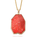 Red Imperial Jasper 120.00 ctw Pendant in Goldtone with Stainless Steel Necklace (20 Inches) - Sticky add to cart bar