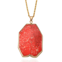 Red Imperial Jasper 120.00 ctw Pendant in Goldtone with Stainless Steel Necklace (20 Inches)