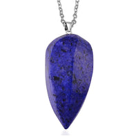 Lapis Lazuli 131.00 ctw Pendant in Goldtone with Stainless Steel Necklace (20 Inches)