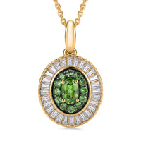 D'Joy Premium Tsavorite Garnet, Moissanite Crown Ray Pendant Necklace (20 Inches) in 18K Vermeil YG Over Sterling Silver 2.00 ctw