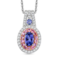 D'Joy Tanzanite, Multi Gemstone Pendant Necklace (20 Inches) in Rhodium Over Sterling Silver 1.70 ctw