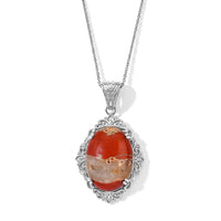 EverTrue Red Jasper 39.00 ctw Pendant Necklace in Stainless Steel 20 Inches