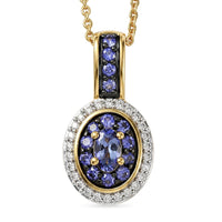 D'Joy Tanzanite, White Zircon Pendant Necklace (20 Inches) in 18K Vermeil YG Over Sterling Silver 0.70 ctw