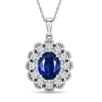D'Joy Premium Kashmir Kyanite, Moissanite Pendant Necklace (20 Inches) in Rhodium Over Sterling Silver 5.60 ctw