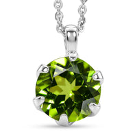 D'Joy Premium Hebei Peridot Solitaire Pendant Necklace (20 Inches) in Sterling Silver 2.20 ctw