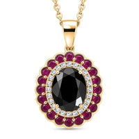 EverTrue Thai Black Spinel, Multi Gemstone Pendant in Platinum Bond with Stainless Steel Necklace (20 Inches) 4.65 ctw