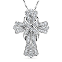 Luxuriant Lab Grown Diamond (G-H, SI) Cross Pendant (20 Inches) in Sterling Silver 0.50 ctw