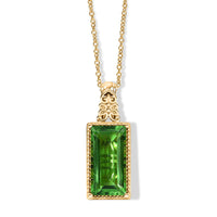 EverTrue Chartreuse Quartz Forest Treasure Pendant in 18K YG Plated with ION Plated YG Stainless Steel Necklace (20 Inches) 12.50 ctw