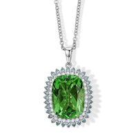 EverTrue Chartreuse Quartz, Multi Gemstone Radiant Spark Pendant in Platinum Bond with Stainless Steel Necklace (20 Inches) 12.30 ctw