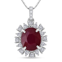 D'Joy Premium Niassa Ruby (FF) and Moissnaite 8.20 ctw Pendant Necklace in Rhodium Over Sterling Silver 18 Inches