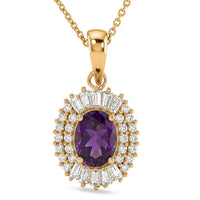 D'Joy AAA Radiant Ember Garnet, Moissanite Scarlet Crown Halo Pendant Necklace (18 Inches) in 18K Vermeil YG Over Sterling Silver 2.00 ctw