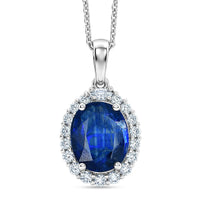 Certified & Appraised D'Joy Premium Kashmir Kyanite and Moissanite 3.80 ctw Pendant Necklace in Rhodium Over Sterling Silver 18 Inches
