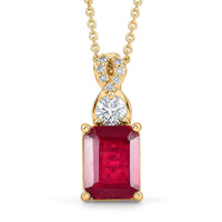 EverTrue Niassa Ruby (FF) and Moissanite 3.00 ctw Pendant Necklace in Stainless Steel 20 Inches