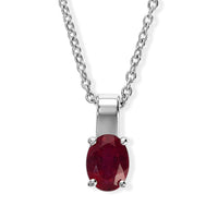 D'Joy Niassa Ruby (FF) 1.90 ctw Pendant in Rhodium Over Sterling Silver with Stainless Steel Necklace 20 Inches