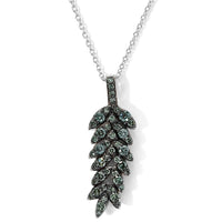 Luxuriant Lab Grown Green Diamond (SI) Verdant Leaf Wrap Pendant Necklace (20 Inches) in Rhodium Over Sterling Silver 0.50 ctw