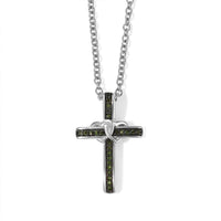 Luxuriant Lab Grown Green Diamond (SI) Cross Verdant Eternal Knot Cross Pendant in 18K Vermeil Yellow Gold and Rhodium Over Sterling Silver with Stainless Steel Necklace (20 Inches) 0.10 ctw