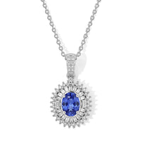 AAA Tanzanite and Luxuriant Lab Grown Diamond G-H SI 1.50 ctw Pendant Necklace (20 Inches) in Rhodium Over Sterling Silver
