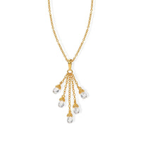 EverTrue Simulated Diamond Pendant in 18K YG Plated with ION Plated YG Stainless Steel Necklace 20 Inches
