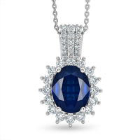 D'Joy AAA Kashmir Kyanite, Moissanite Royal Blue Blossom Pendant Necklace (20 Inches) in Rhodium Over Sterling Silver 4.00 ctw