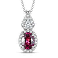 D'Joy Premium Usambara Color Change Garnet, Moissanite Pendant Necklace (18 Inches) in Rhodium Over Sterling Silver 2.07 ctw