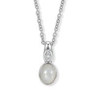 EverTrue White Moonstone and White Zircon 1.30 ctw Pendant in Platinum Bond with Stainless Steel Necklace (20 Inches)