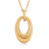 Dual Oval Ring Pendant Necklace in 24K Yellow Gold 18 Inches 3.28 Grams
