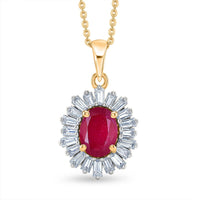 D'Joy Premium Niassa Ruby (FF), Moissanite Pendant Necklace (20 Inches) in 18K Vermeil YG Over Sterling Silver 2.65 ctw
