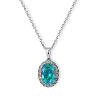 EverTrue Peacock Quartz, White Zircon Peacock Empress Pendant in Platinum Bond with Stainless Steel Necklace (20 Inches) 6.40 ctw