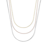 Set of 3 Necklace in 14K YRG and Rhodium Over Sterling Silver 3.40 Grams 18 Inches