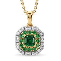 D'Joy AAA Tsavorite Garnet and Moissanite 0.80 ctw Pendant Necklace in 18K Vermeil Yellow Gold Over Sterling Silver 20 Inches
