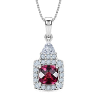 D'Joy Premium Checkerboard Cut Usambara Color Change Garnet, Moissanite Pendant Necklace (18 Inches) in Rhodium Over Sterling Silver 1.65 ctw
