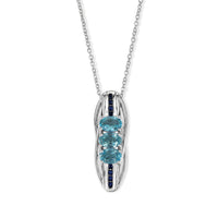 D''Joy Betroka Blue Apatite, Kanchanaburi Blue Sapphire Pendant Necklace (20 Inches) in Rhodium Over Sterling Silver 1.50 ctw