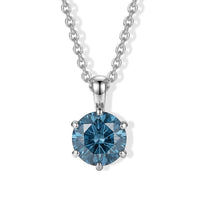 10K White Gold Luxuriant Lab Grown Blue Diamond (IR) (SI) Pendant Necklace (20 Inches) 1.00 ctw