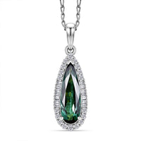 Gem Hunter Memorial Day Doorbuster Certified & Appraised Rhapsody 950 Platinum AAAA Pirineu Lagoon Tourmaline, Diamond (VS) (0.28 cts) Pendant Necklace (20 Inches) 2.00 ctw