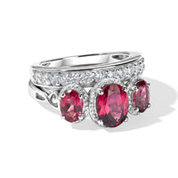 D''Joy Tanzanian Wine Garnet and White Zircon 3.40 ctw Set of 2 Ring in Rhodium Over Sterling Silver (Size 6.00)