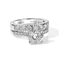 D''Joy 120 Faceted Moissanite 2.75 ctw Set of 2 Ring in Rhodium Over Sterling Silver (Size 6.00)