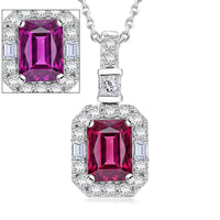 D'Joy Premium Usambara Color Change Garnet, Moissanite Pendant Necklace (18 Inches) in Rhodium Over Sterling Silver 1.54 ctw