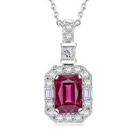 D'Joy Premium Usambara Color Change Garnet, Moissanite Pendant Necklace (18 Inches) in Rhodium Over Sterling Silver 1.54 ctw