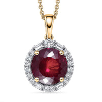 JCK Vegas Deal 10K Yellow Gold AAA Usambara Color Change Garnet, Luxuriant Lab Grown Diamond (G-H, SI) (0.29 cts) Pendant Necklace (18 Inches) 2.75 ctw