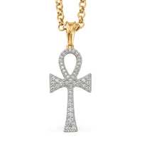 D'Joy Moissanite Men's Pendant Necklace (24 Inches) in 18K Vermeil YG Over Sterling Silver 0.40 ctw