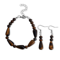 Lapis Lazuli 60.00 ctw Bracelet (7-9In) and Earrings in Stainless Steel