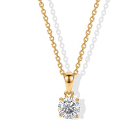 D'Joy Moisanite 1.00 ctw Pendant in 18K YG Plated Sterling Silver with ION Plated YG Stainless Steel Necklace 20 Inches